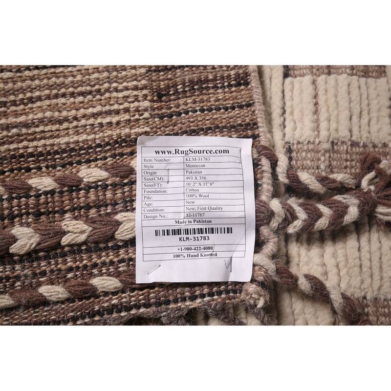 Moroccan Oriental Large Area Rug Handmade Wool Carpet - 11'8"x 16'2"