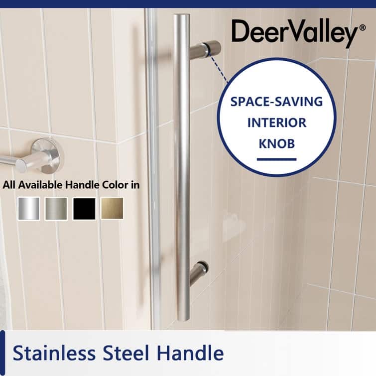 DeerValley Concord 56" - 60" W x 76" H Single Sliding Frameless Shower Door