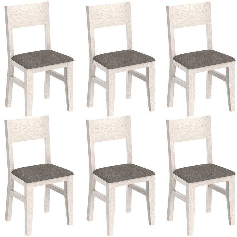 Solid Wood Dining Chairs Set of 2/4/6, Farmhouse Fabric Chairs with Back, Oval Side Chairs for Kitchen - Set of 6 - Grey
