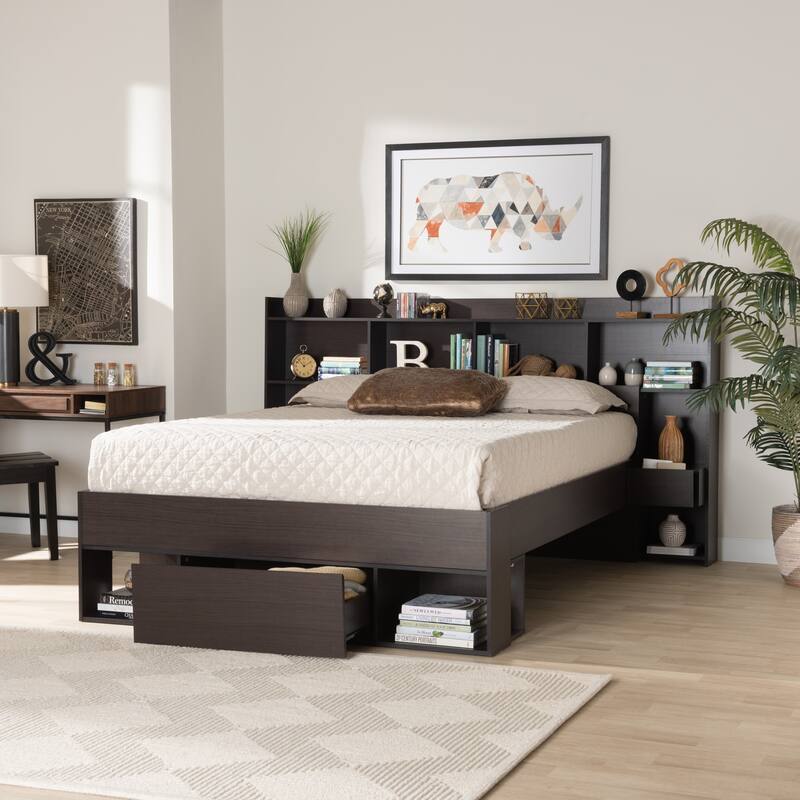Dexton Modern & Contemporary Wood Platform Storage Bed-Queen