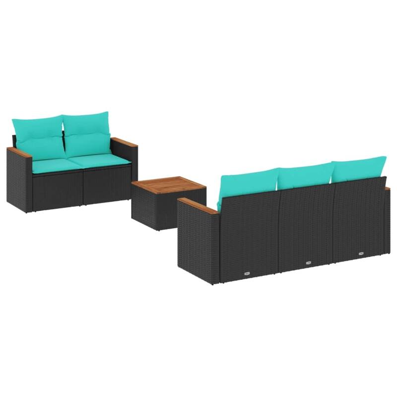 vidaXL Patio Sofa Set with Cushions Outdoor Furniture 6 Piece Poly Rattan - 21.7x 24.4x 27.2