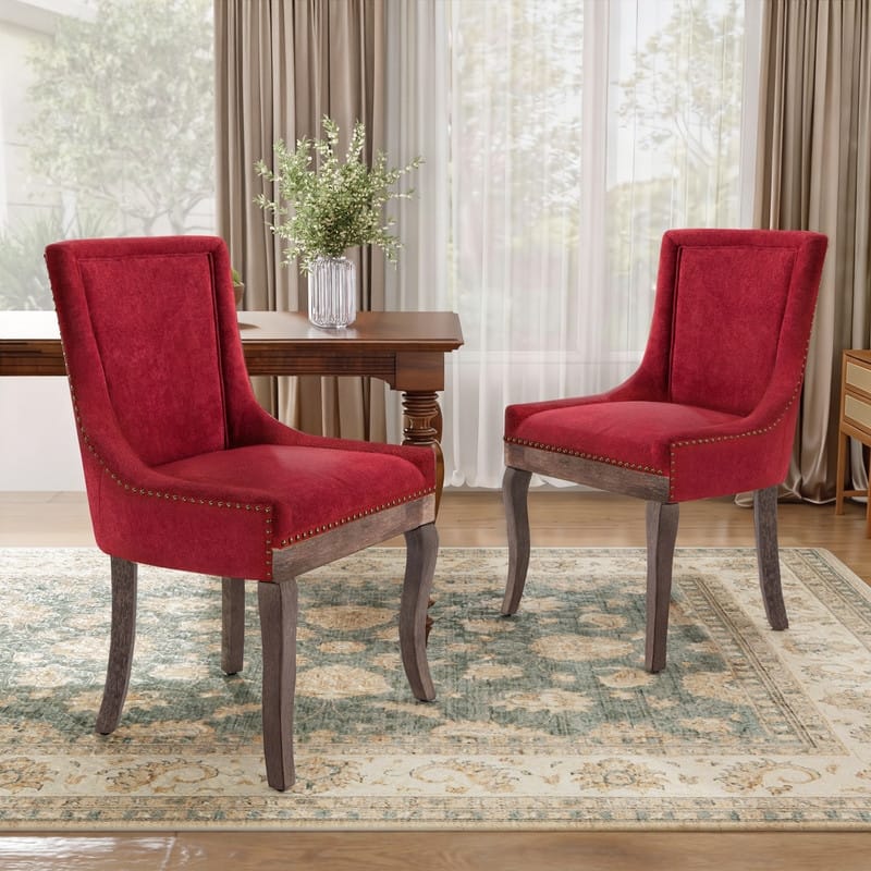 Thickened Side Dining Chair with Solid Wood Legs Set of 2