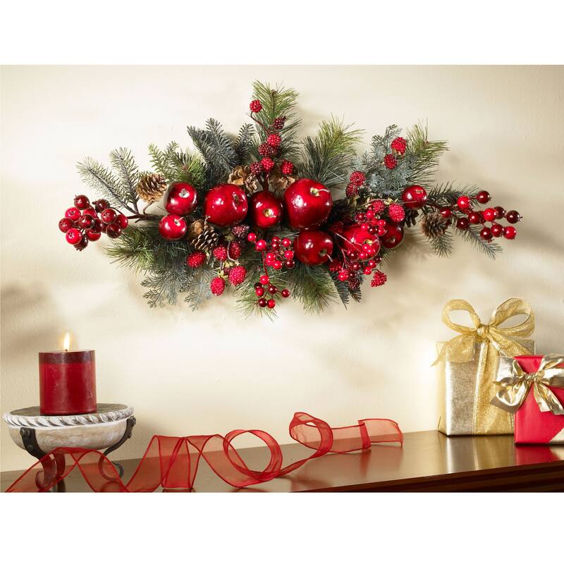 30" Apple and Berry Artificial Christmas Swag, Unlit