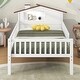 preview thumbnail 5 of 14, Twin Size Wood Platform Bed with House-shaped Headboard,LED & Storage