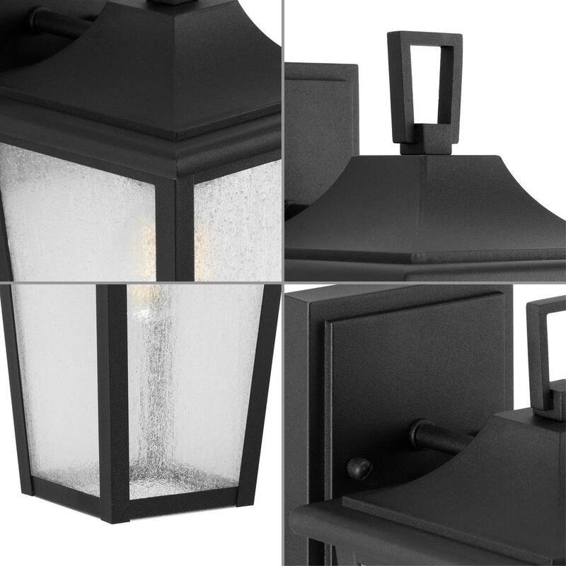 Padgett Collection One-Light Textured Black Outdoor Wall Lantern - 8 in x 9.62 in x 15 in