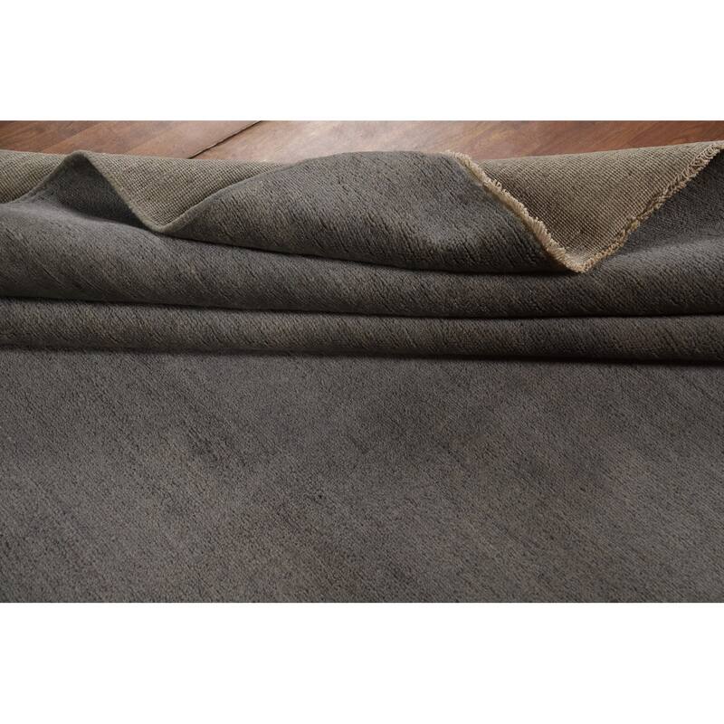 Modern Gray Gabbeh Oriental Area Rug Hand-Knotted Wool Carpet - 6'8" x 9'6"