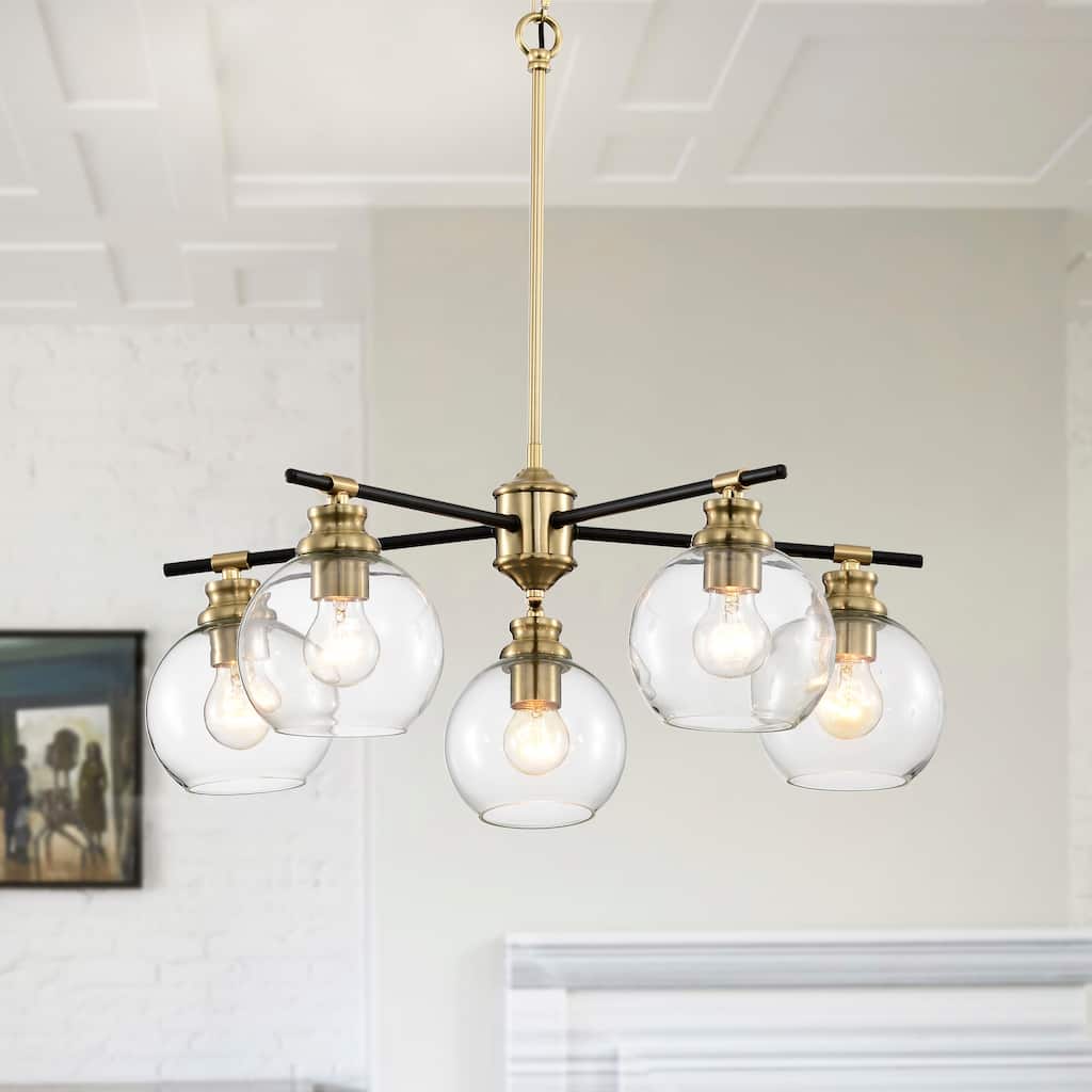 Wyatt 24 Inch Clear Glass Chandelier 5 Light