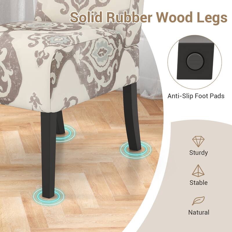 Gymax 4PCS Armless Accent Chair w/ Rubber Wood Legs Modern Vanity