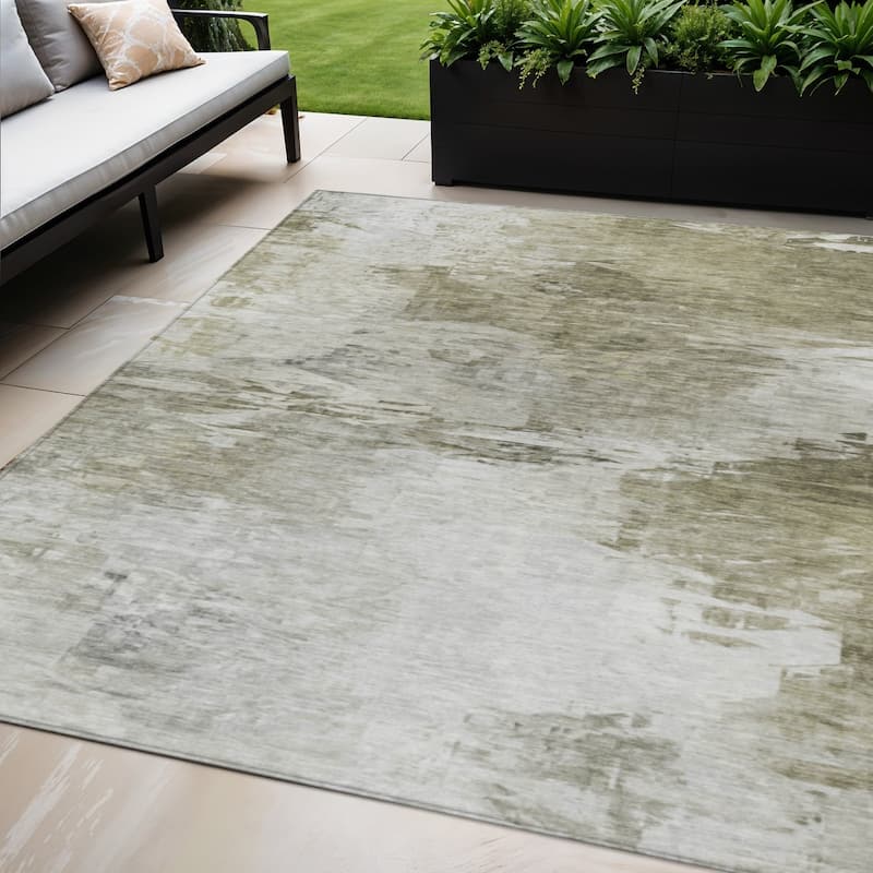 HomeRoots Abstract Transitional Rectangle Outdoor Rug - 5' X 8'