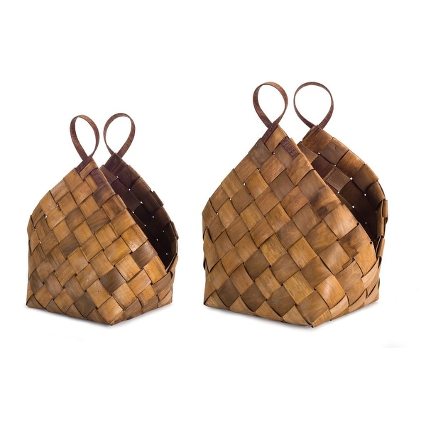 Set of 4 Brown Flexible Handmade Woven Roomy Baskets 21” - N/A