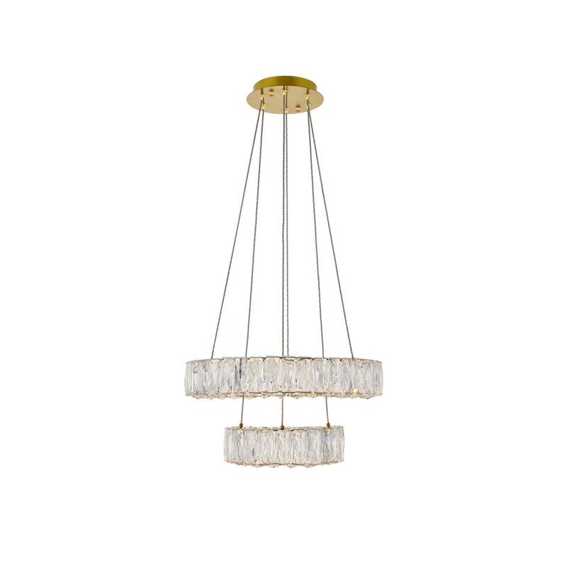Madelyn Integrated LED chip light gold Pendant Clear Royal Cut Crystal - 17.7"W X 12"H - Gold