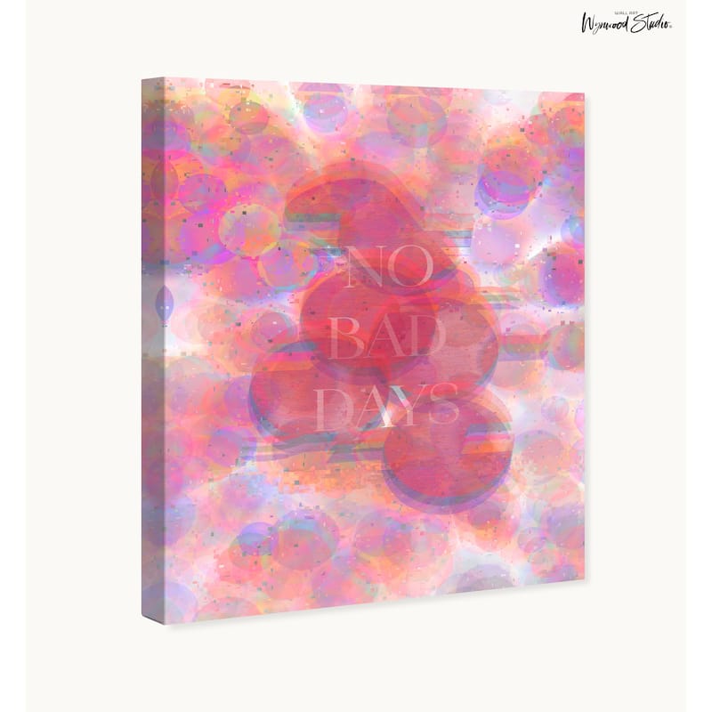 Wynwood Studio Canvas Fashion and Glam No Bad Days Bubbles Pink Bohemian & Eclectic Wall Art Canvas Print