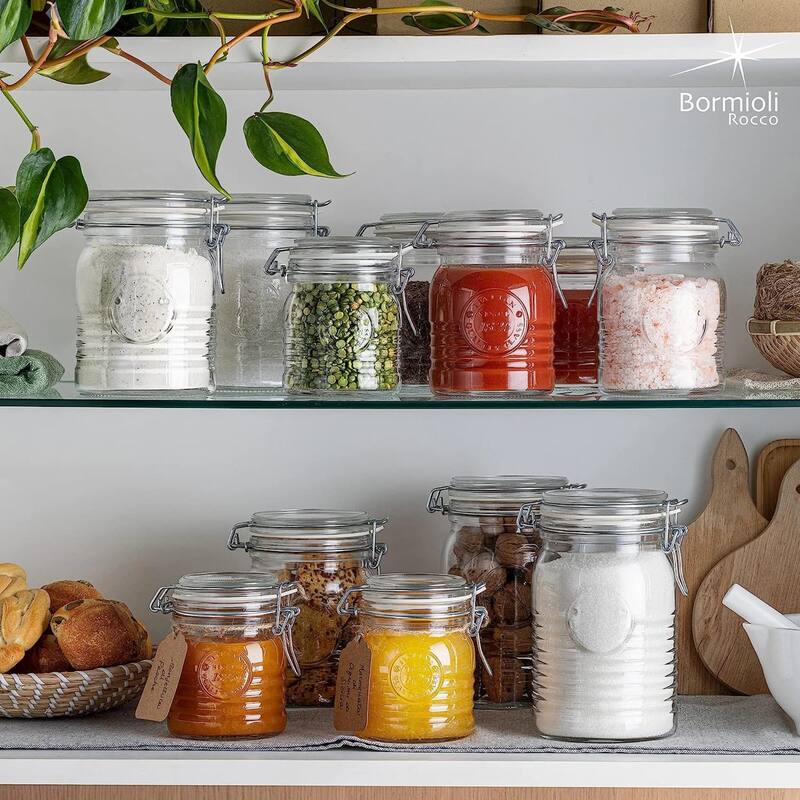 Bormioli Rocco Officina 1825 Clear Jar with Swing Top Set - 33.75 Oz. 25.25 Oz. 17 Oz.