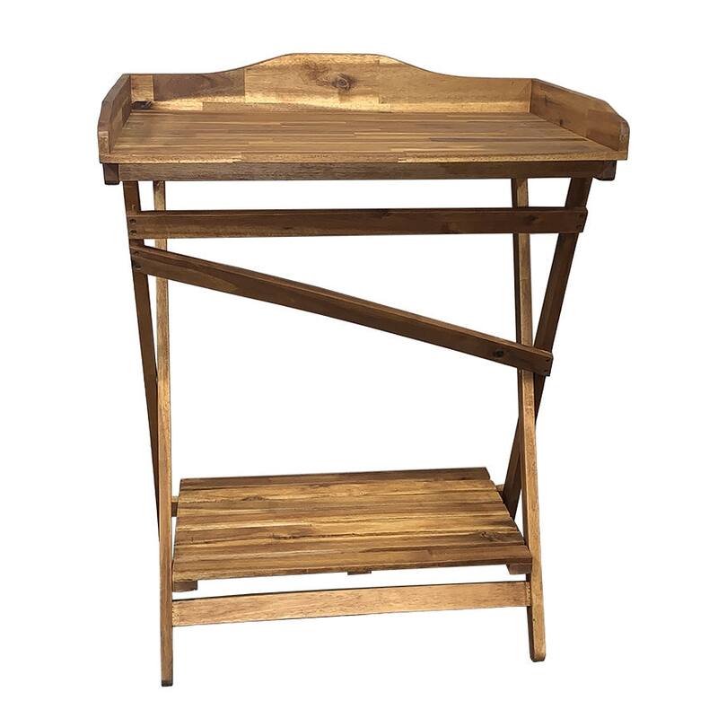 Haxnicks Hardwood Potting Table in Acacia, 29.5" W x 39.3" H x 18.8" D