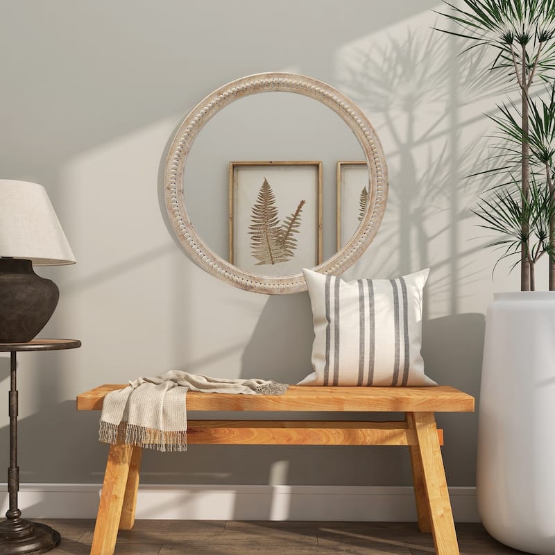 Country-Style Wooden Bead Mirror Enhances Your Home Style