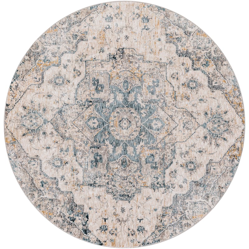 Artistic Weavers Lire Traditional Area Rug - 6'7" Round - Ivory