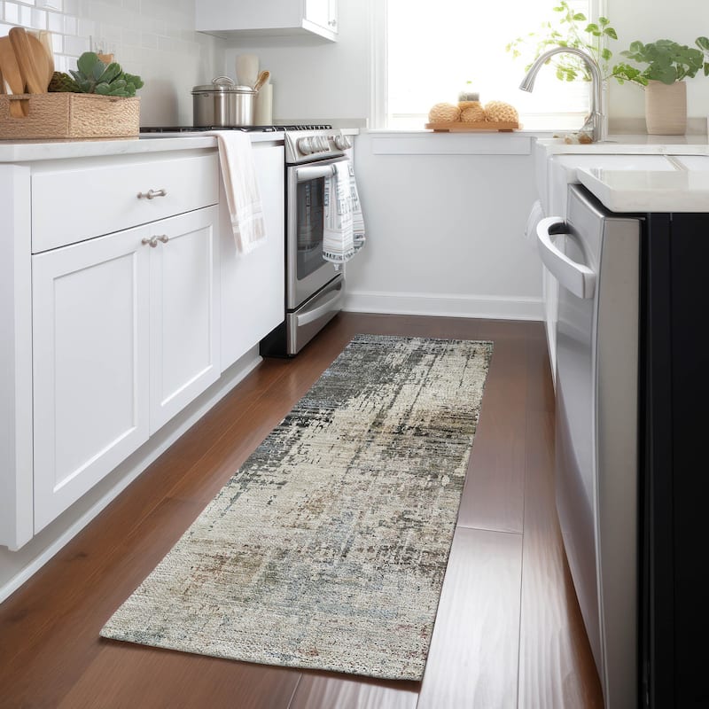 Machine Washable Indoor/ Outdoor Chantille Abstract Ombre Rug