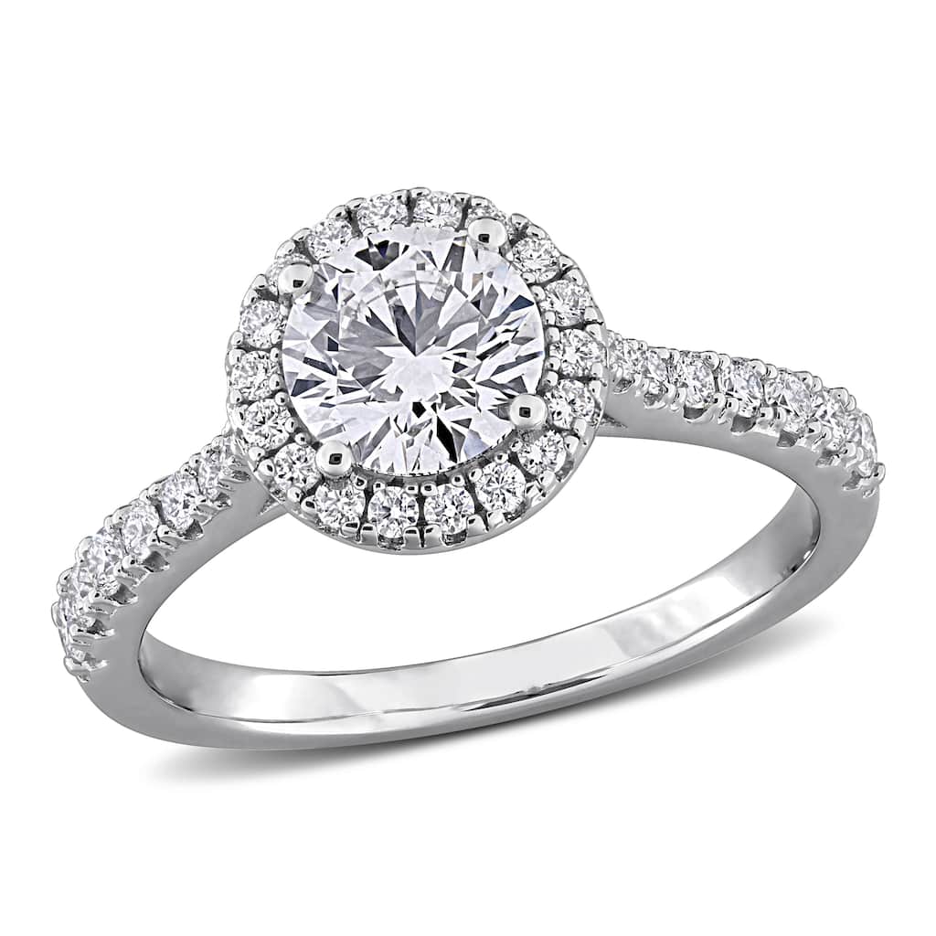 Miadora Lab-Grown Diamond Halo Engagement Ring in Sterling Silver