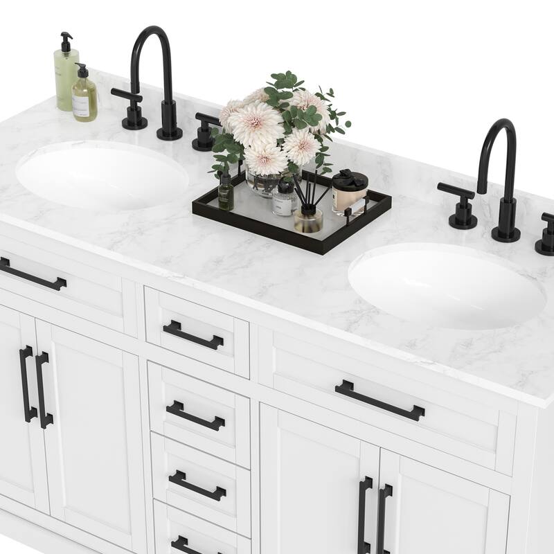 36/48/60 in. Bathroom Vanity in Wood with Ceramic Undermount Sink, Vanity with soft close Drawers