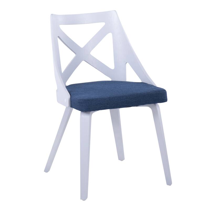 The Gray Barn Charlotte Farmhouse Chair - Set of 2 - Blue Fabric/White Textured Wood