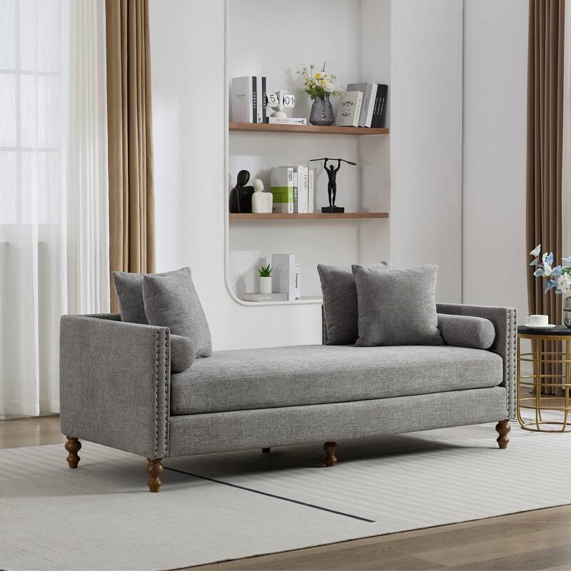 75.2" W Upholstered Chaise Lounge Chair,Modern Sofa Couch with Pillows