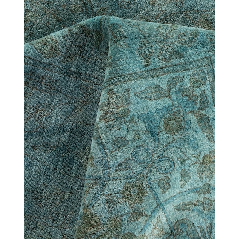 Overton Hand Knotted Wool Vintage Inspired Modern Contemporary Overdyed Gray Area Rug - 9' 1" x 12' 4"