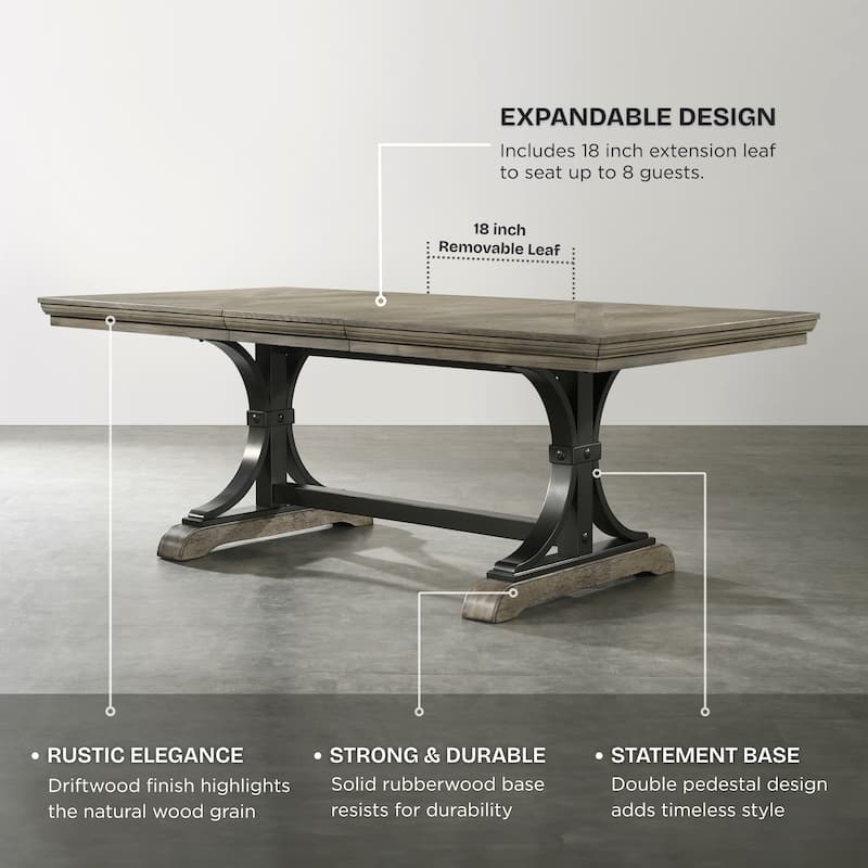 Roundhill Furniture Dasher Driftwood Finish Extendable Table