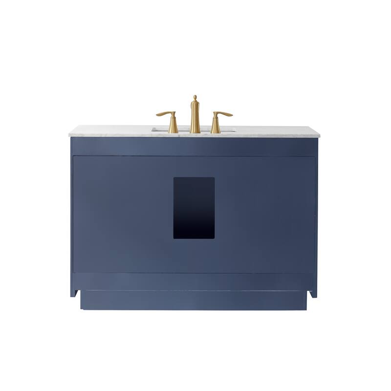 Altair Ivy Single Bathroom Vanity Set and Carrara White Countertop with Mirror