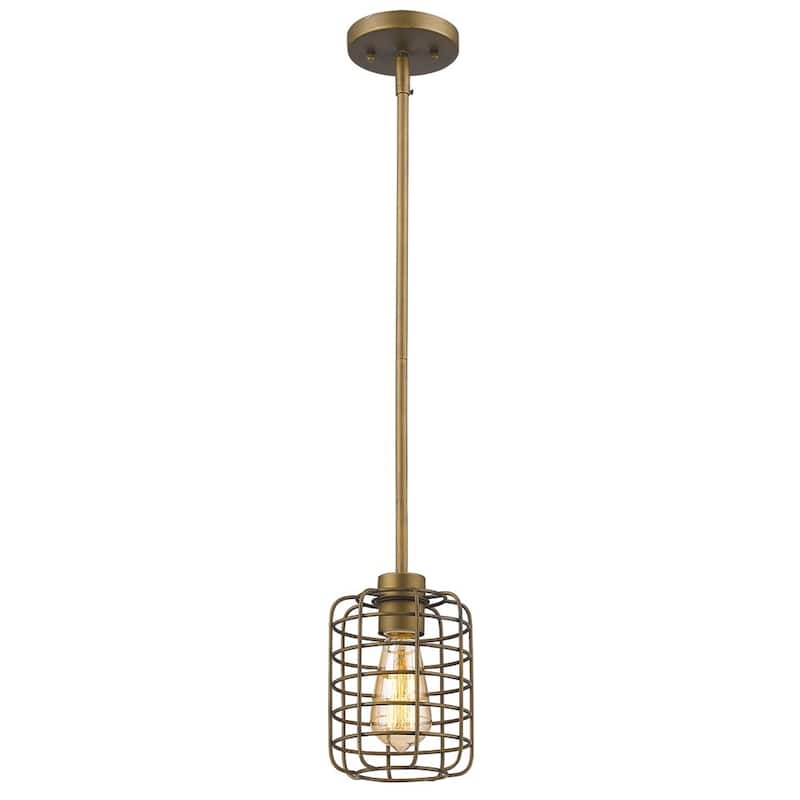 HomeRoots Brushed Gold Metal Cage Hanging Light - 6' X '8.25' X '6