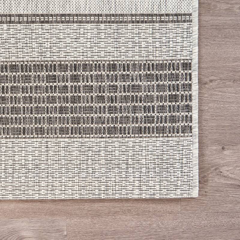 Sevita Sadie Contemporary Striped Gray/Black Durable Performance Indoor/Outdoor Area Rug