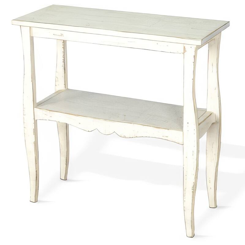 28 in. Distressed White Rectangle Wood End Table, Sturdy Build End Side Table for Living Rooms