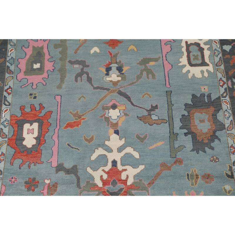 Floral Oushak Indian Area Rug Handmade Wool Carpet - 9'3"x 11'11"