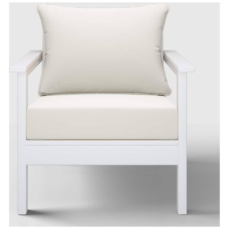 Birchwood All Weather HDPE Outdoor Patio Deep Seating White Club Chair With Cushions (1-Piece)