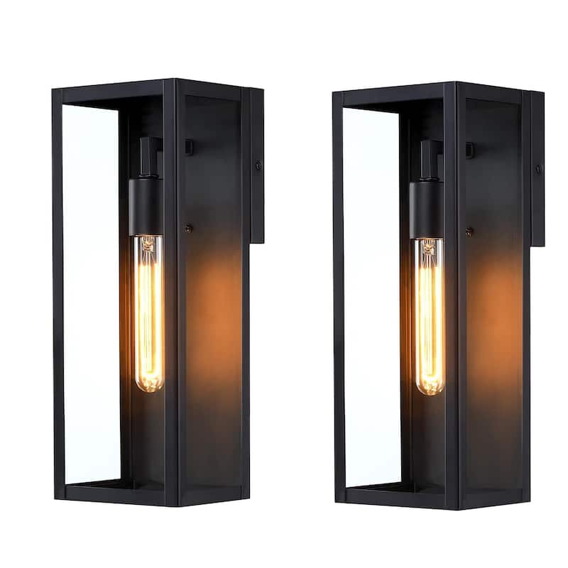 1-Light 12.76in Outdoor Wall Light with Matte Black Finish & Clear glass shade