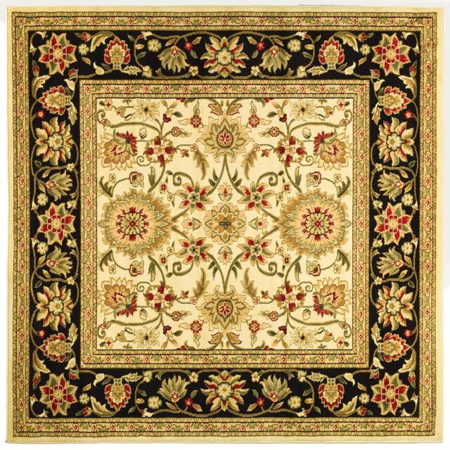 SAFAVIEH Lyndhurst Ambrogina Traditional Area Rug - 3'3" x 3'3"Square - Ivory/Black