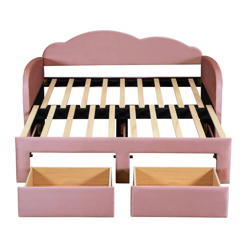Upholstered daybed with Cloud-Shaped Backrest