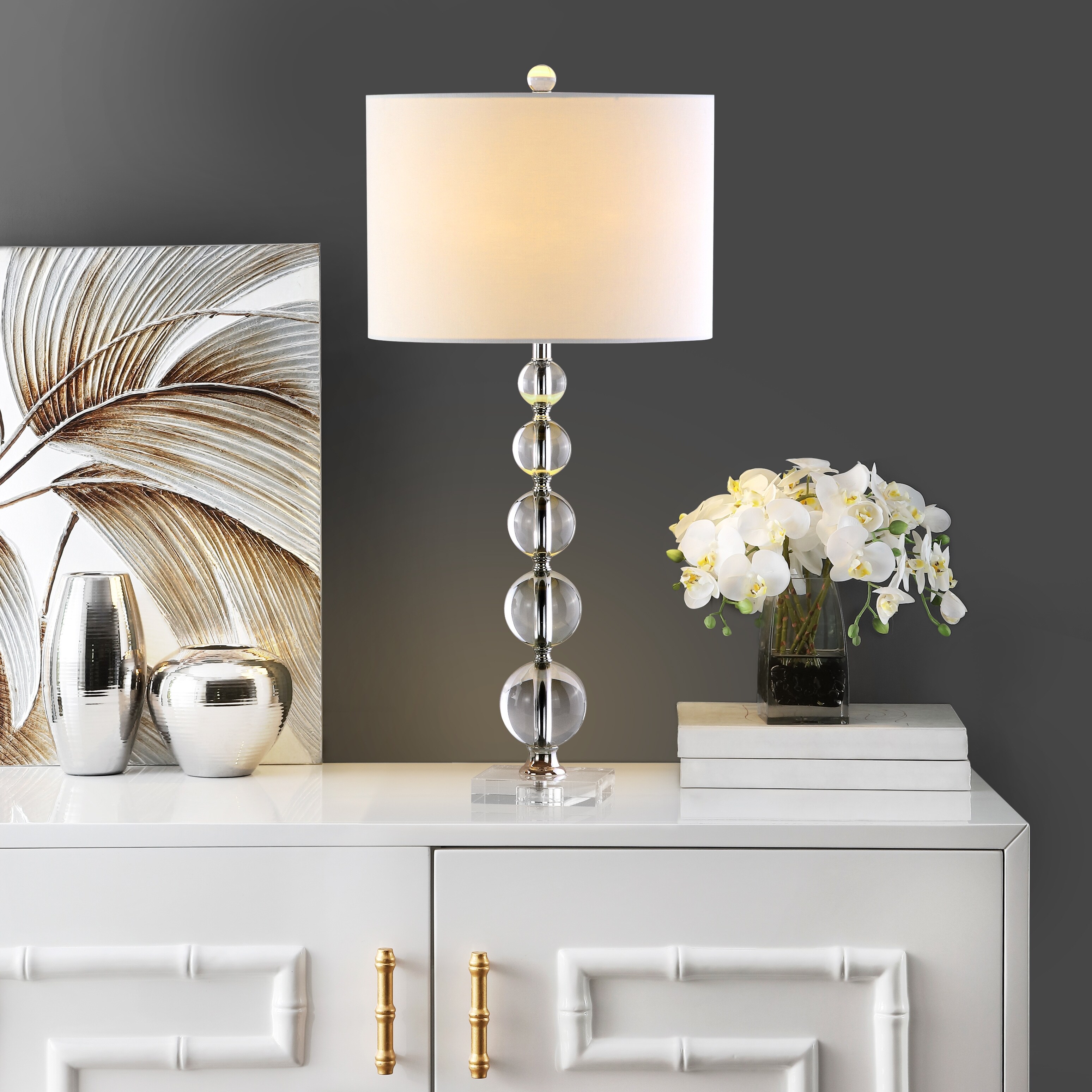 stacked crystal ball table lamp