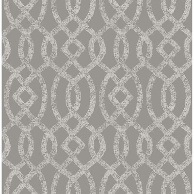 Arabella, Ethereal Grey Trellis Wallpaper