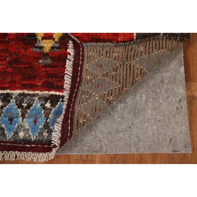Hand Knotted Oriental 100% Wool Carpet Modern Tribal Red Moroccan Area Rug - 10' 3'' X 6' 7''