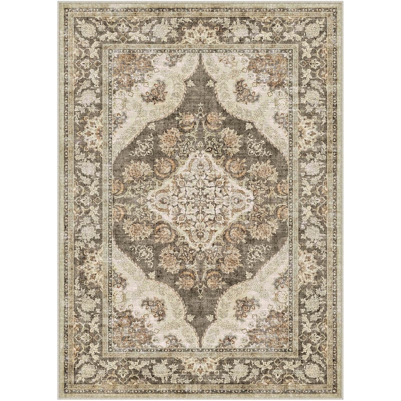 HomeRoots Medallion Traditional Rectangle Area Rug