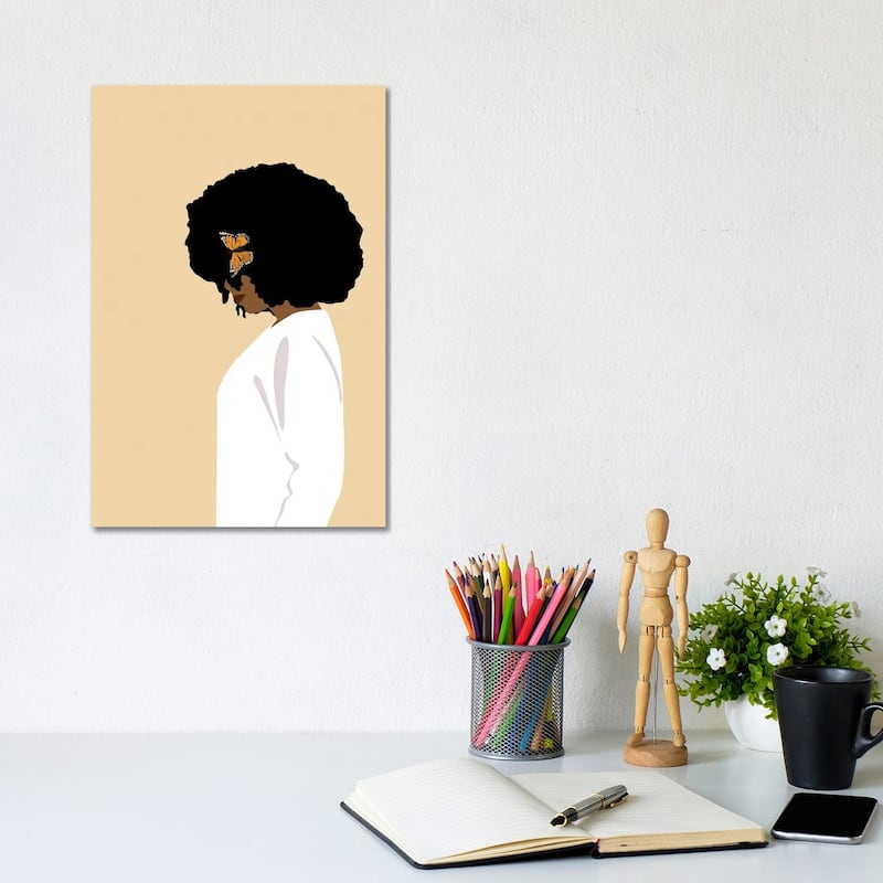 iCanvas "Afro Girl With Butterfly" by Tysee Ciage Canvas Print - 12x8x0.75