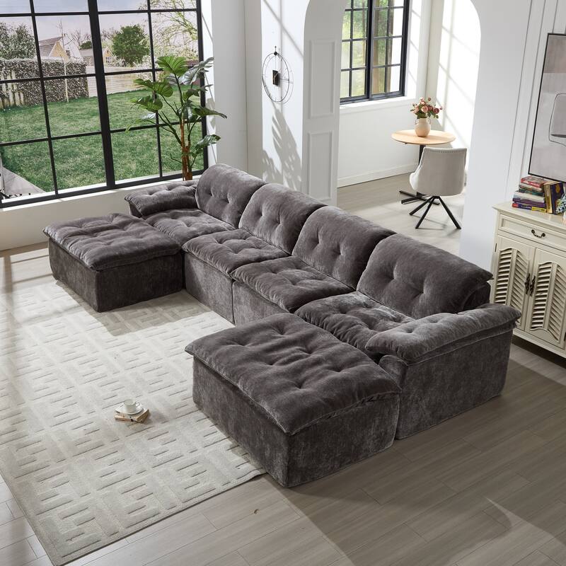 Modular Convertible Cushioned Sleeper Sofa Set