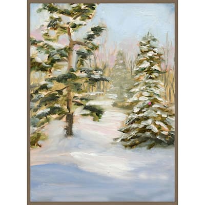 Trees in Winter by Sandra Iafrate Framed Canvas Wall Art Print - Sylvie Dark Gold