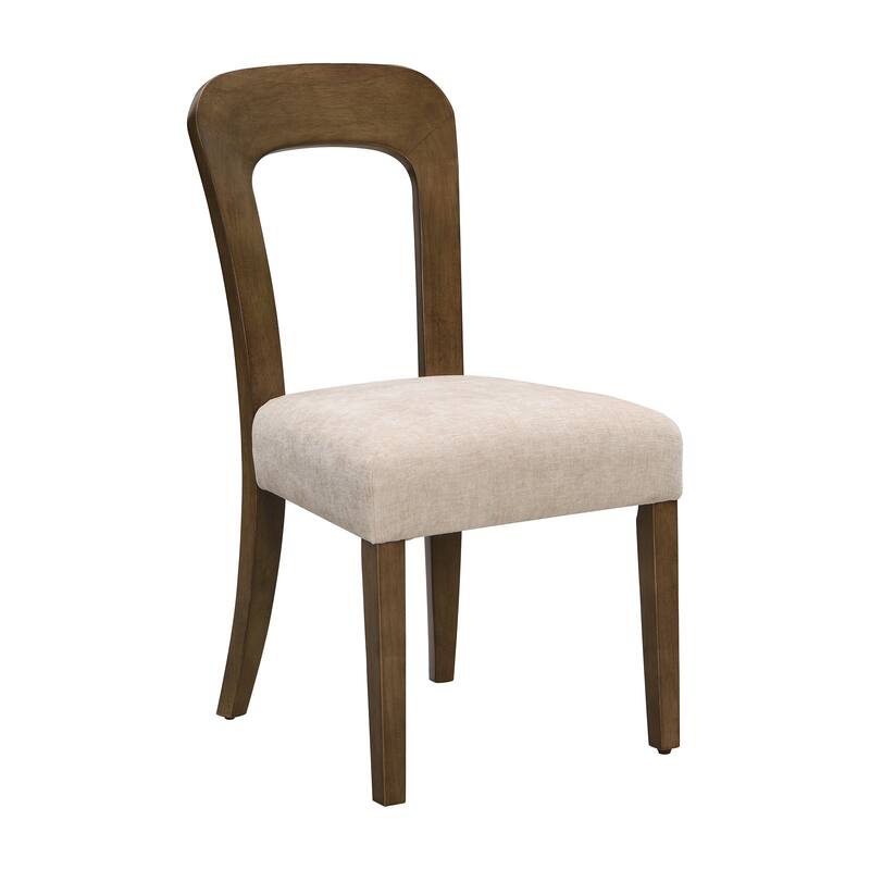 Dining Chairs Set of 2, Upholstered Kitchen Side Chairs with Fabric Seating, Rubber Wood Frame Chairs for Living Room