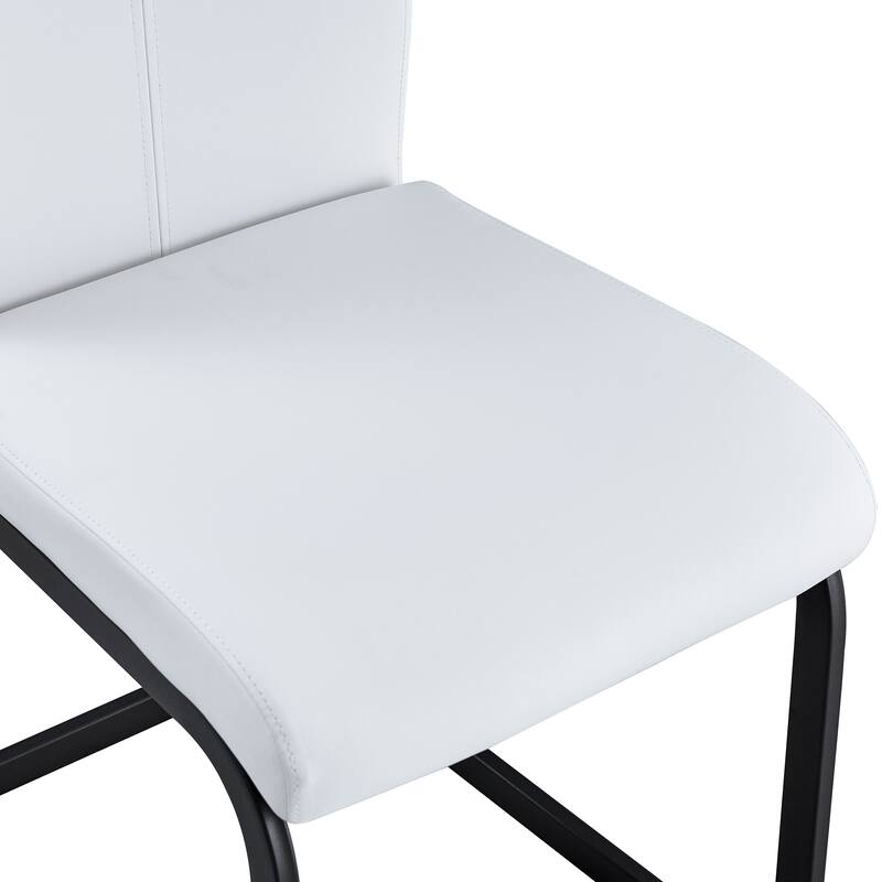 PU Faux Leather Dining Chairs Side Chair with Black Metal Legs
