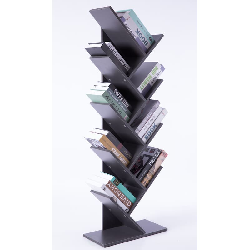 Carbon Loft Drake Wooden 9-shelf Tree Magazine CD Storage Bookcase