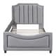 preview thumbnail 42 of 55, Casual Upholstered Daybed with Guardrail, Classic Headboard Footboard, Wood Slat Support Bed for Children Kids Platform Bed