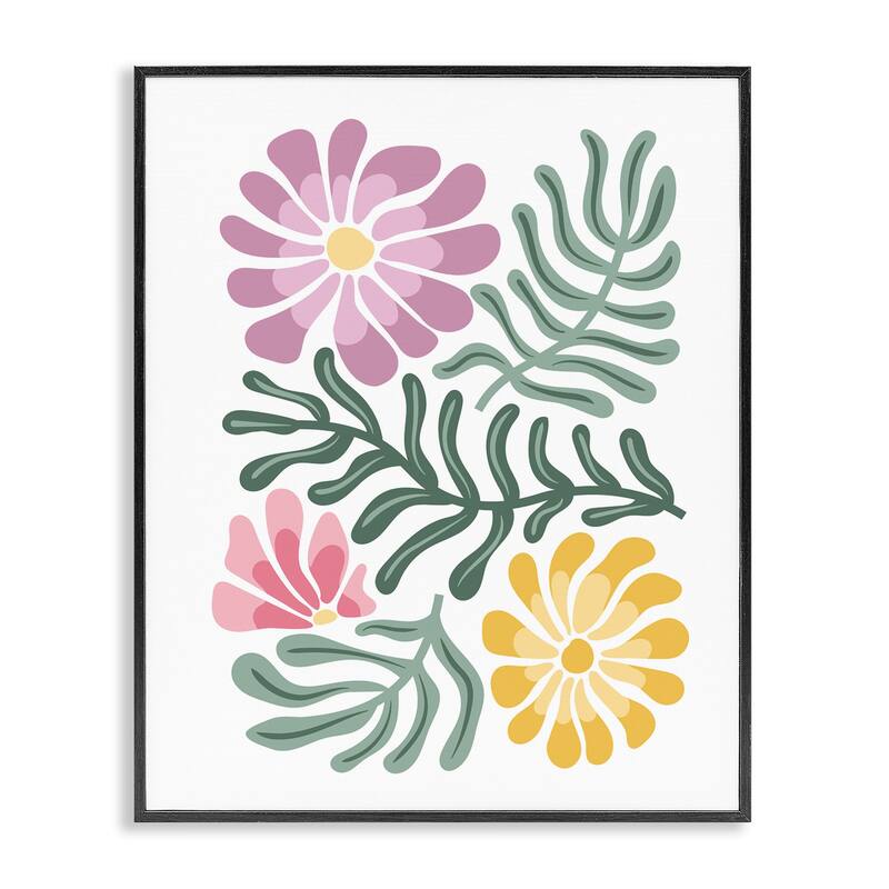 Stupell Pastel Midcentury Mod Blooms Framed Giclee Art Design By Kim Allen - 11 x 14 - Black