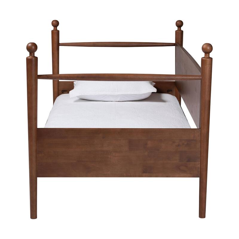 Gianetta Wooden Daybed with Spindle Posts - Classic Cottage-Style Bed Frame with Guardrail Back, Solid Wood Daybed
