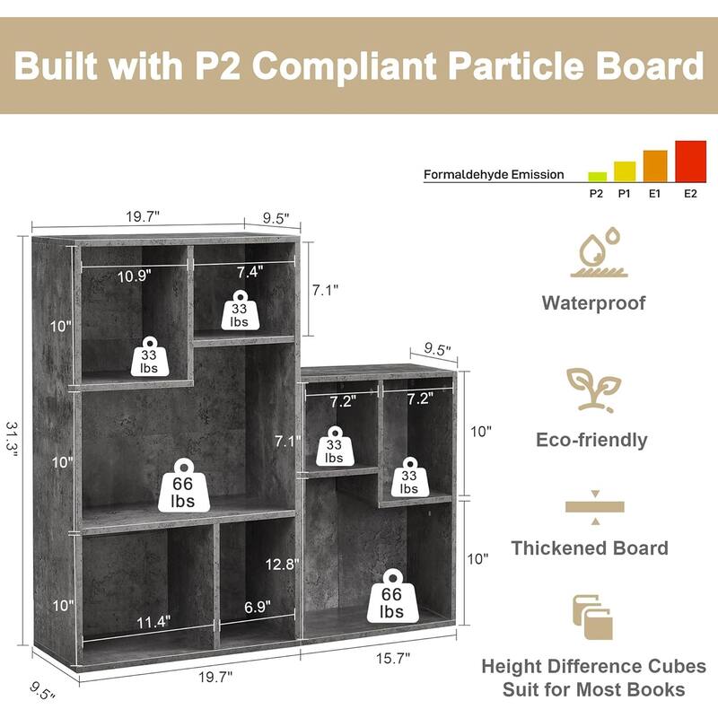 VECELO Wide Wood Organizer Bookcase Sets